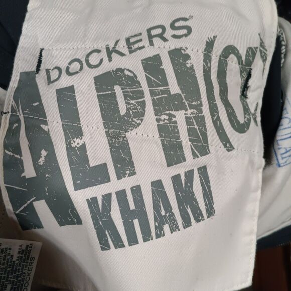 Dockers Alpha Khaki Mens Pants Slim Tapered Fit 38X34 Blue All Over Print - Picture 4 of 7